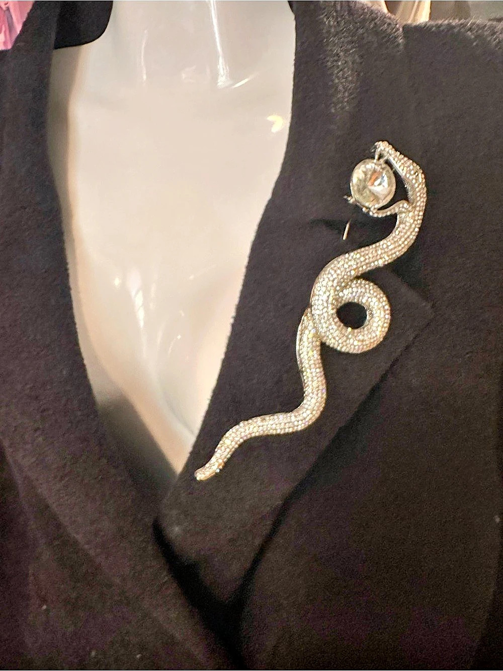 Snake brooch /pendant Crystal Silver Like New